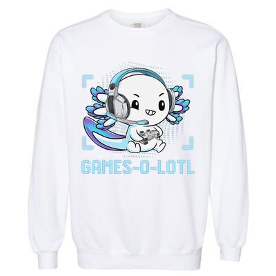 Gamesolotl Axolotl Video Gamer Kawaii Anime Funny Garment-Dyed Sweatshirt