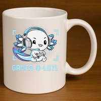 Gamesolotl Axolotl Video Gamer Kawaii Anime Funny 11oz C Handle Ceramic Mug