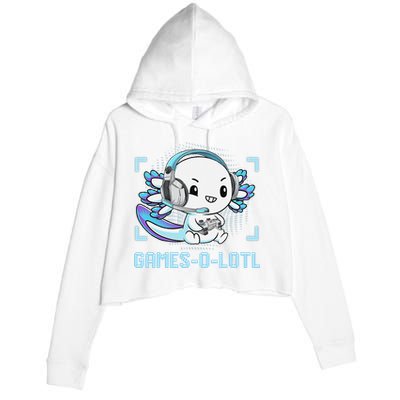 Gamesolotl Axolotl Video Gamer Kawaii Anime Funny Crop Fleece Hoodie