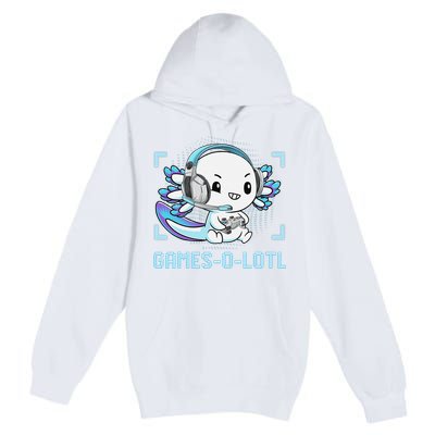 Gamesolotl Axolotl Video Gamer Kawaii Anime Funny Premium Pullover Hoodie