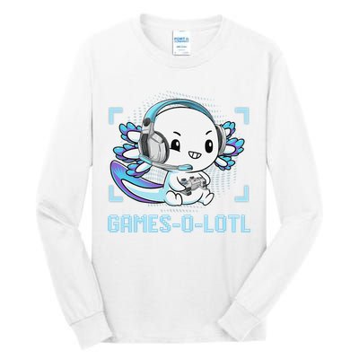 Gamesolotl Axolotl Video Gamer Kawaii Anime Funny Tall Long Sleeve T-Shirt