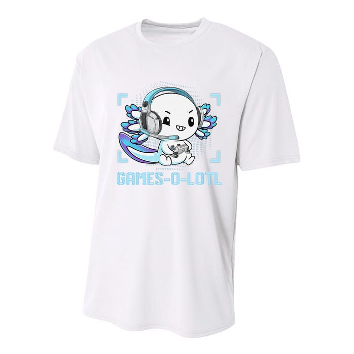 Gamesolotl Axolotl Video Gamer Kawaii Anime Funny Youth Performance Sprint T-Shirt