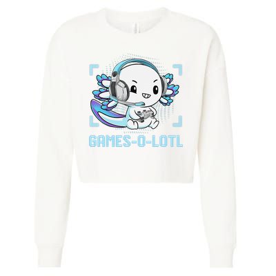 Gamesolotl Axolotl Video Gamer Kawaii Anime Funny Cropped Pullover Crew