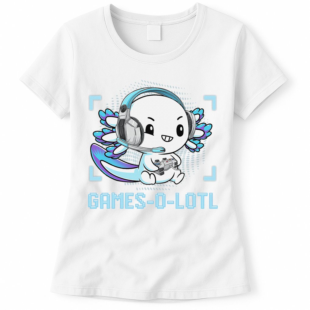 Gamesolotl Axolotl Video Gamer Kawaii Anime Funny Womens T-Shirt