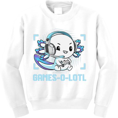 Gamesolotl Axolotl Video Gamer Kawaii Anime Funny Kids Sweatshirt