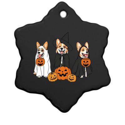 Ghost And Witch Corgi Dog Halloween Dog Lover Ceramic Star Ornament