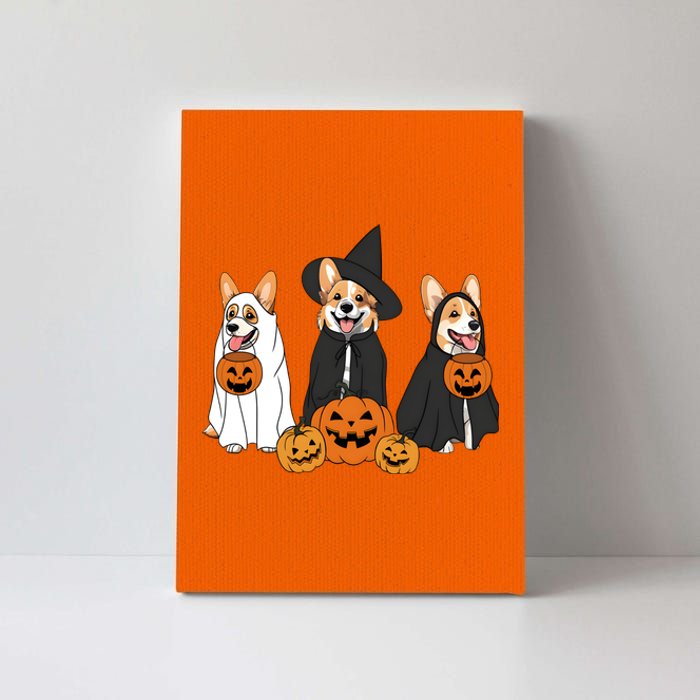 Ghost And Witch Corgi Dog Halloween Dog Lover Canvas