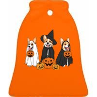 Ghost And Witch Corgi Dog Halloween Dog Lover Ceramic Bell Ornament