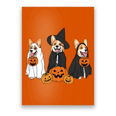 Ghost And Witch Corgi Dog Halloween Dog Lover Poster