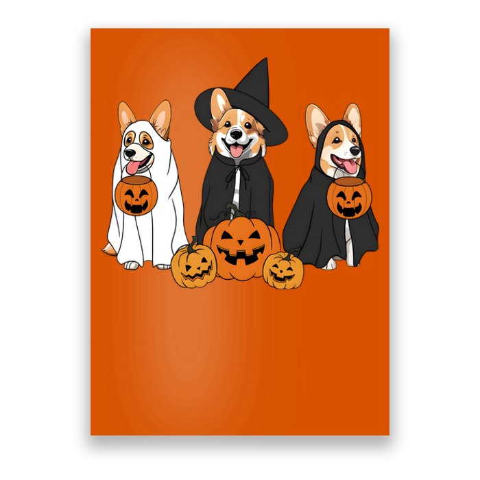 Ghost And Witch Corgi Dog Halloween Dog Lover Poster