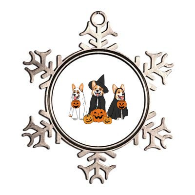 Ghost And Witch Corgi Dog Halloween Dog Lover Metallic Star Ornament