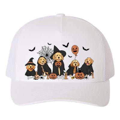 Ghost And Witch Goldendoodle Halloween Dog Lover Yupoong Adult 5-Panel Trucker Hat