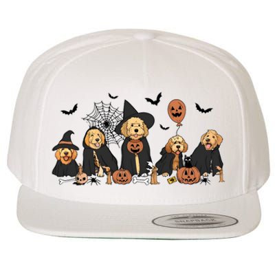 Ghost And Witch Goldendoodle Halloween Dog Lover Wool Snapback Cap