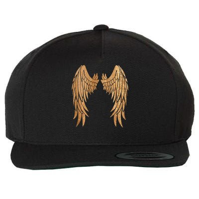 Golden Angel Wings Angelic Wings Design Wool Snapback Cap