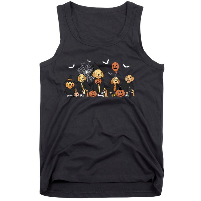 Ghost And Witch Goldendoodle Halloween Doodle Dog Lover Tank Top