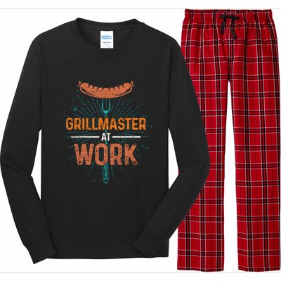 Grillmaster At Work Bbq Sausage Meat Lover Funny Barbecue Gift Long Sleeve Pajama Set