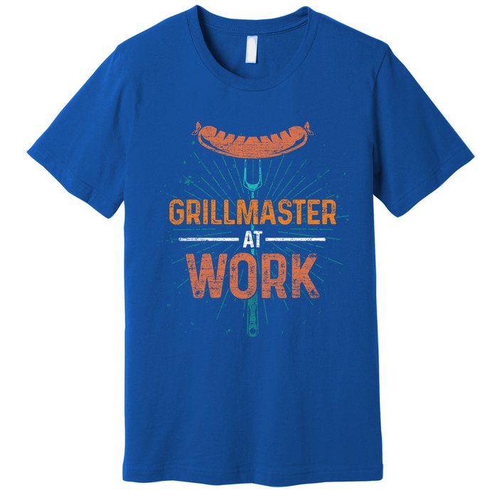 Grillmaster At Work Bbq Sausage Meat Lover Funny Barbecue Gift Premium T-Shirt