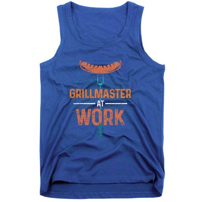 Grillmaster At Work Bbq Sausage Meat Lover Funny Barbecue Gift Tank Top