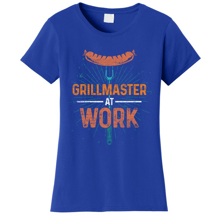 Grillmaster At Work Bbq Sausage Meat Lover Funny Barbecue Gift Women's T-Shirt