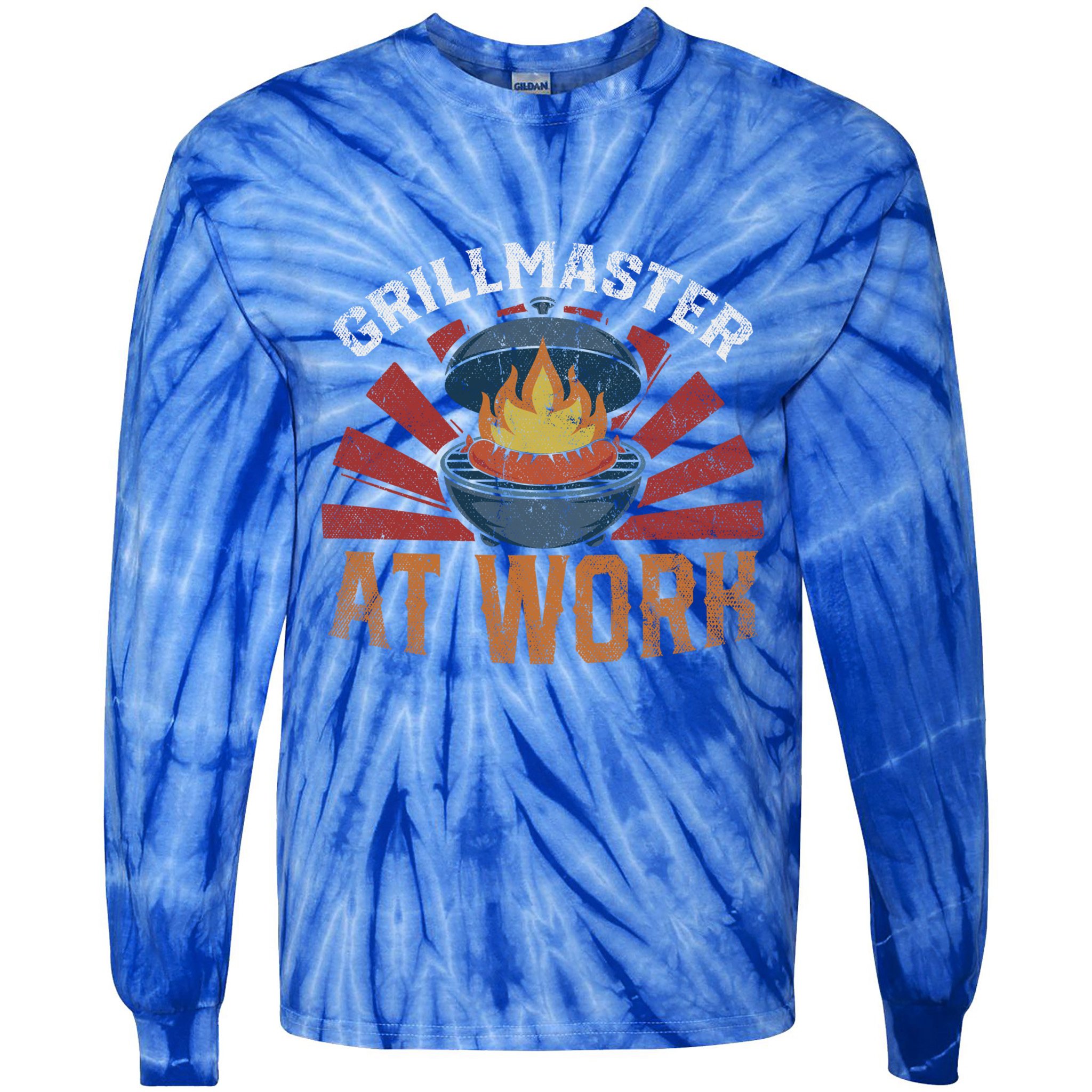 Grillmaster At Work Meat Lover Grilling Bbq Funny Barbecue Gift Tie-Dye Long Sleeve Shirt