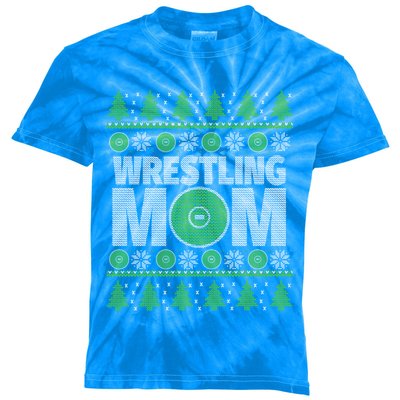 Green And White Wrestling Mom Ugly Christmas Gift Kids Tie-Dye T-Shirt