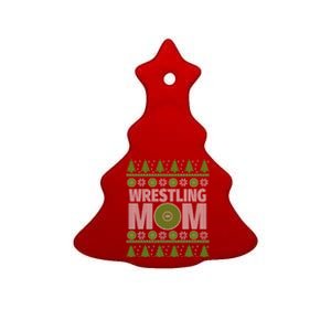 Green And White Wrestling Mom Ugly Christmas Gift Ceramic Tree Ornament