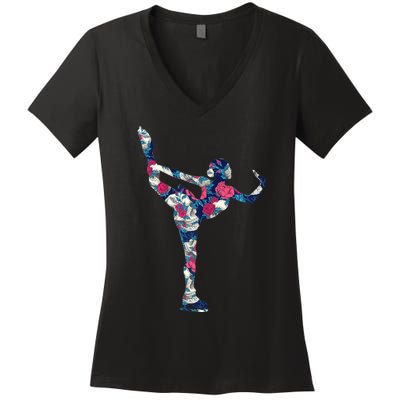 Girls And Wo Ice Skating Women's V-Neck T-Shirt