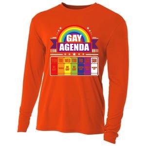 Gay Agenda Weekly Schedule Pride Lgbt Month Funny Gift Cooling Performance Long Sleeve Crew