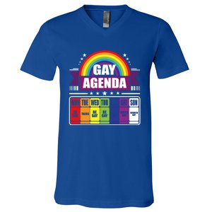 Gay Agenda Weekly Schedule Pride Lgbt Month Funny Gift V-Neck T-Shirt