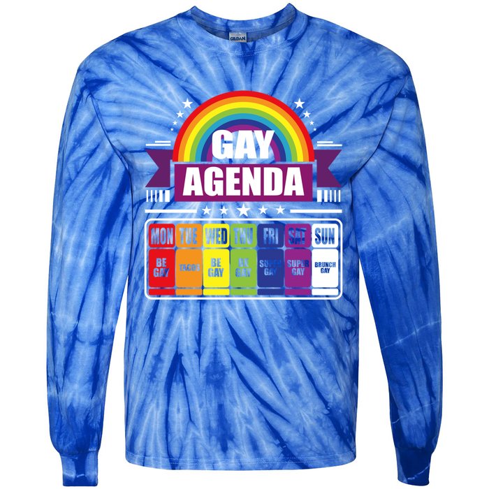 Gay Agenda Weekly Schedule Pride Lgbt Month Funny Gift Tie-Dye Long Sleeve Shirt