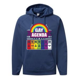 Gay Agenda Weekly Schedule Pride Lgbt Month Funny Gift Performance Fleece Hoodie