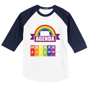 Gay Agenda Weekly Schedule Pride Lgbt Month Funny Gift Baseball Sleeve Shirt