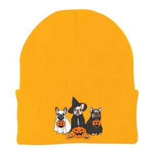 Ghost And Witch French Bulldog French Bulldog Halloween Knit Cap Winter Beanie