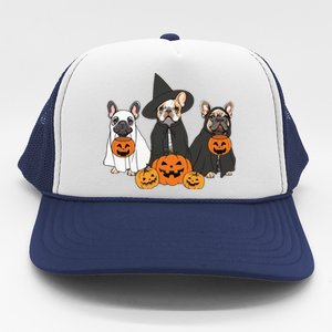 Ghost And Witch French Bulldog French Bulldog Halloween Trucker Hat