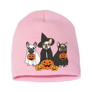 Ghost And Witch French Bulldog French Bulldog Halloween Short Acrylic Beanie