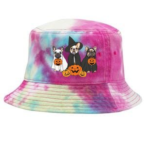 Ghost And Witch French Bulldog French Bulldog Halloween Tie-Dyed Bucket Hat