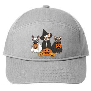 Ghost And Witch French Bulldog French Bulldog Halloween 7-Panel Snapback Hat