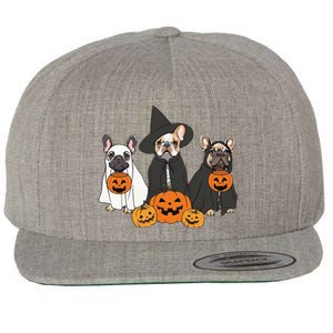 Ghost And Witch French Bulldog French Bulldog Halloween Wool Snapback Cap