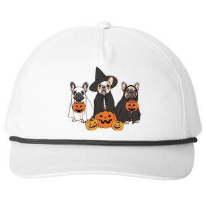 Ghost And Witch French Bulldog French Bulldog Halloween Snapback Five-Panel Rope Hat