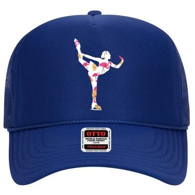 Girls And Wo Ice Skating High Crown Mesh Back Trucker Hat