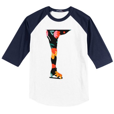 Girls And Wo Ice Skating Baseball Sleeve Shirt