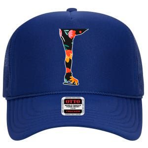 Girls And Wo Ice Skating High Crown Mesh Back Trucker Hat