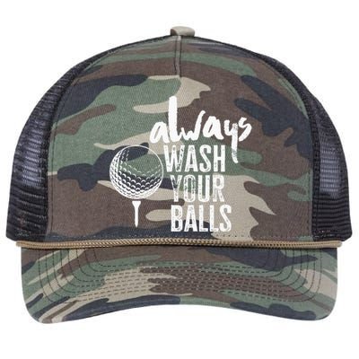 Golfing Always Wash Your Balls Funny Sport Retro Rope Trucker Hat Cap