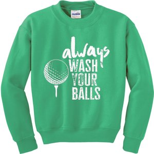 Golfing Always Wash Your Balls Funny Sport Kids Sweatshirt