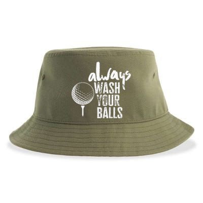 Golfing Always Wash Your Balls Funny Sport Sustainable Bucket Hat