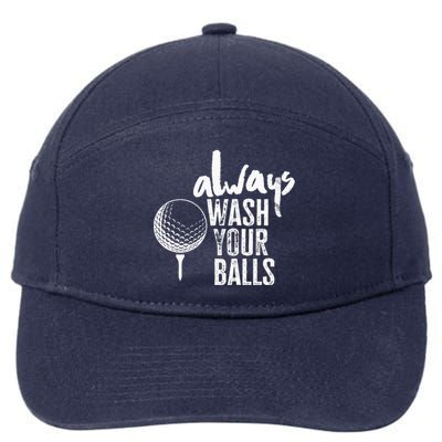 Golfing Always Wash Your Balls Funny Sport 7-Panel Snapback Hat