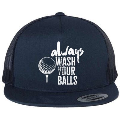 Golfing Always Wash Your Balls Funny Sport Flat Bill Trucker Hat