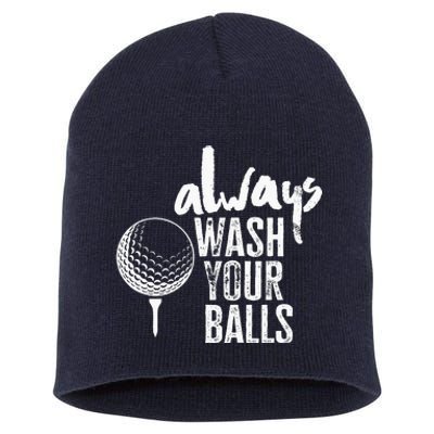 Golfing Always Wash Your Balls Funny Sport Short Acrylic Beanie