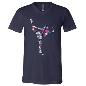 Girls And Wo Ice Skating V-Neck T-Shirt