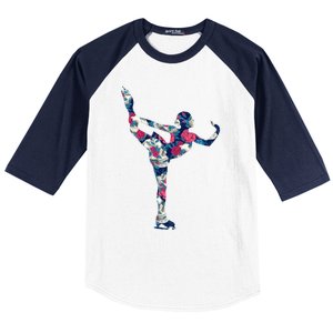 Girls And Wo Ice Skating Baseball Sleeve Shirt